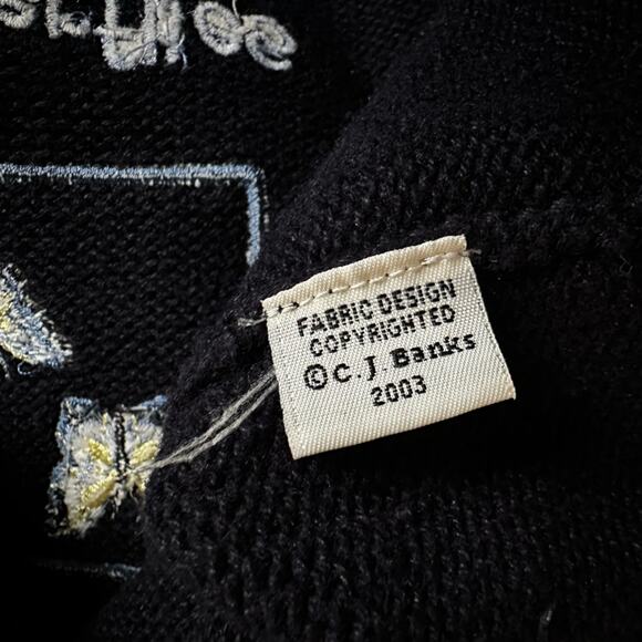 Vintage CJ Banks Butterfly Embroidered Cardigan Sweater Navy Blue Y2K Teacher - Picture 9 of 9